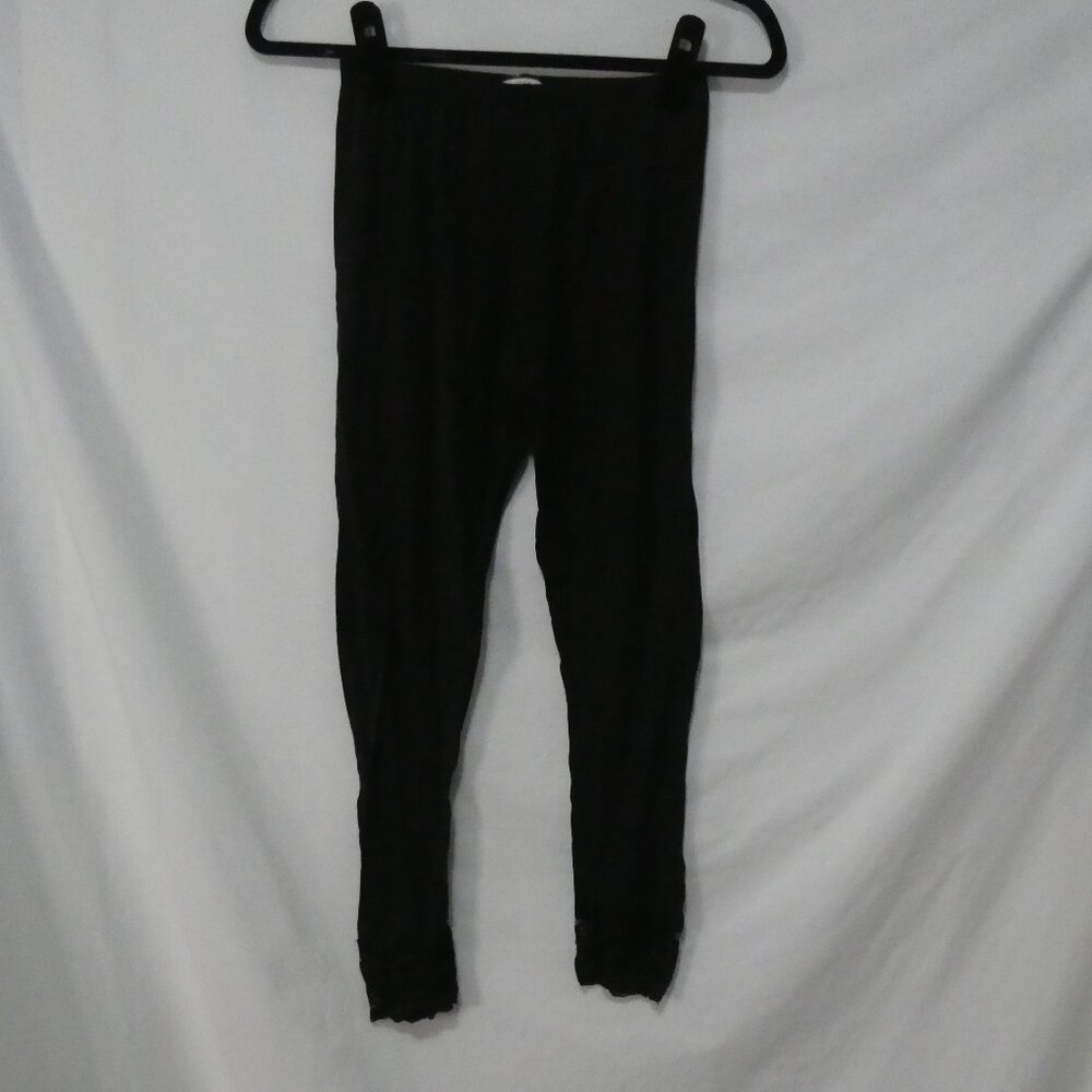 JUS D'ORANGE Paris Made In France Black Leggings Lace Bottom Hem 11.5 inch waist